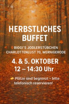 Herbstbuffet im Wald am 4. und 5. Oktober